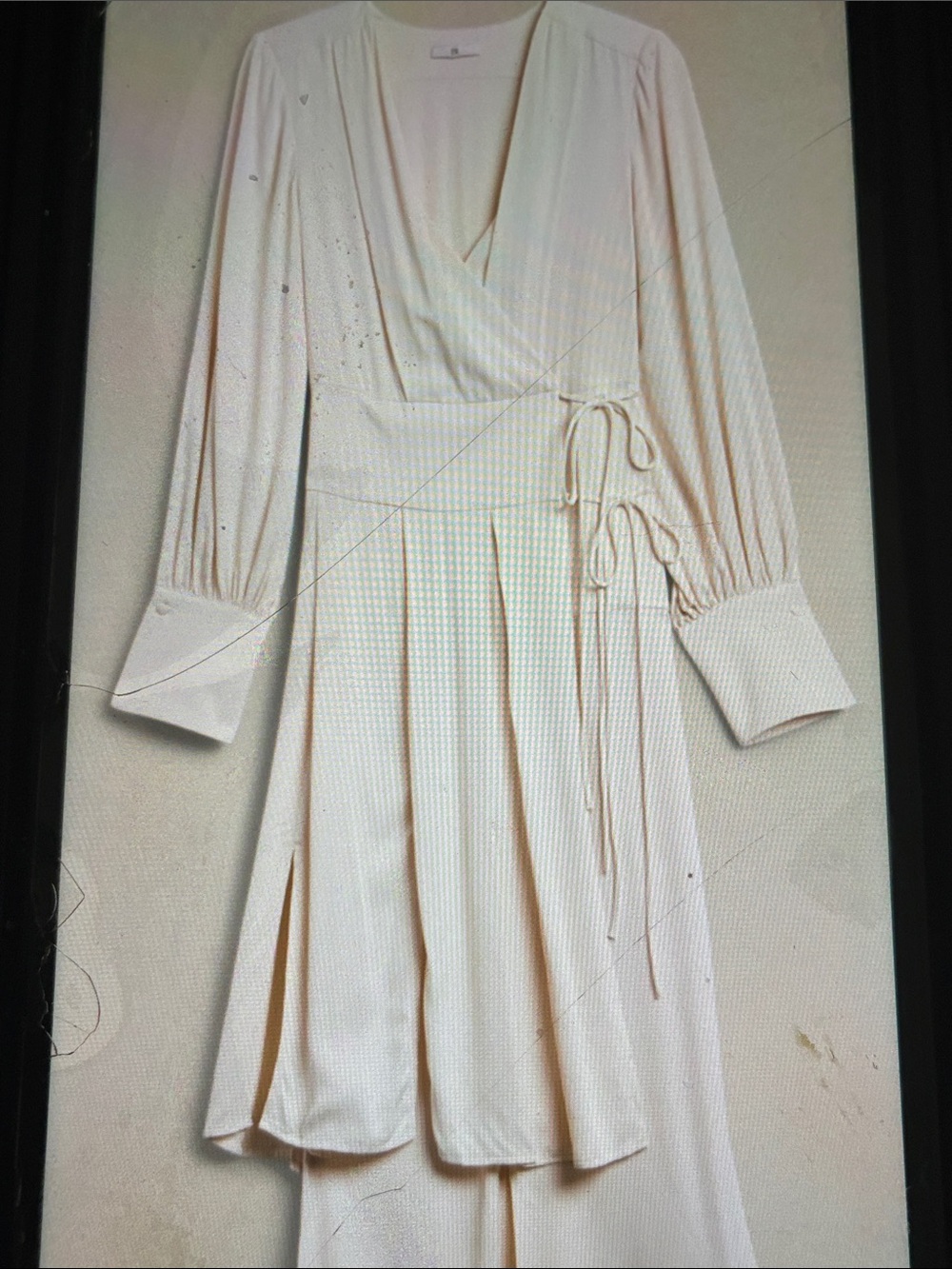Banana Republic Cream Wrap-Style Dress with Tie (Lydia Asymmetrical shirtdress)